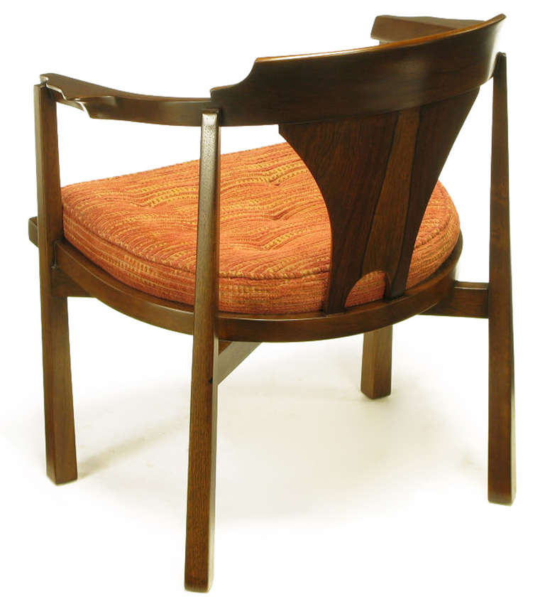Pair Edward Wormley Sculpted Rosewood & Walnut Arm Chairs 2
