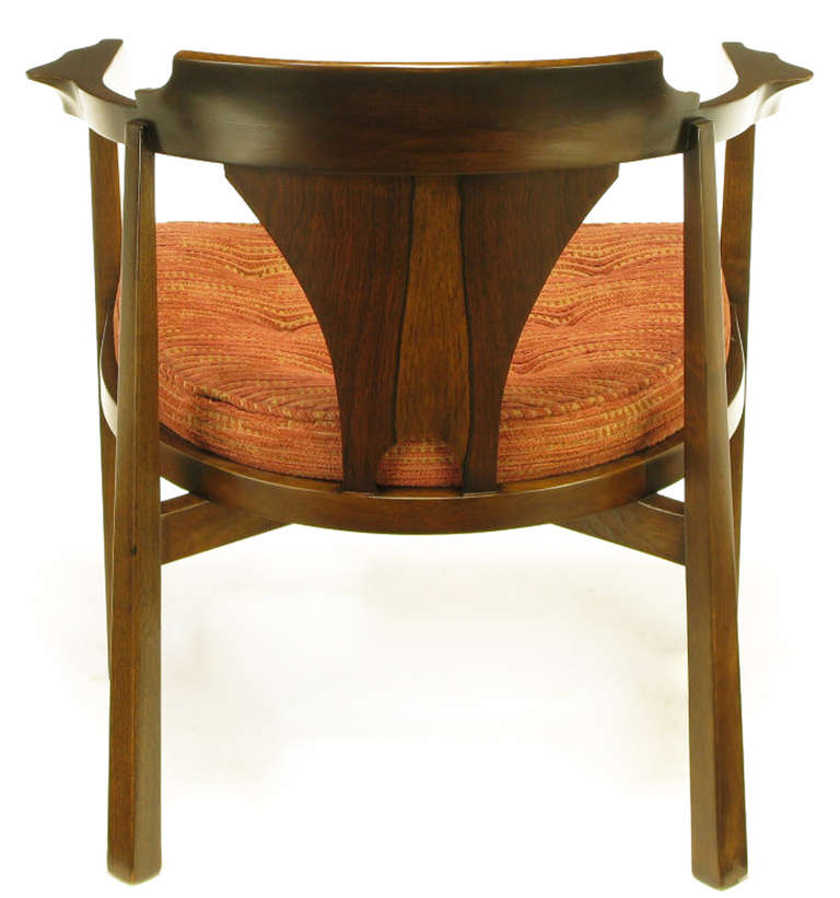 Pair Edward Wormley Sculpted Rosewood & Walnut Arm Chairs 3