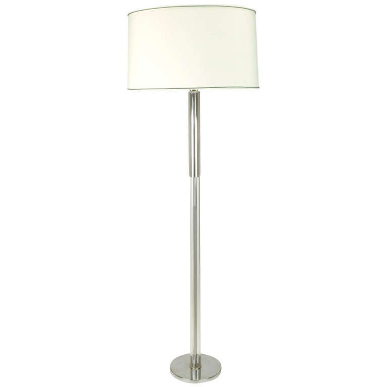 Lucite and Chromed Steel Floor Lamp after Walter Von Nessen For Sale