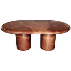 Oval Plum Faux Lacquered Goatskin Dining Table in the Manner of Karl Springer