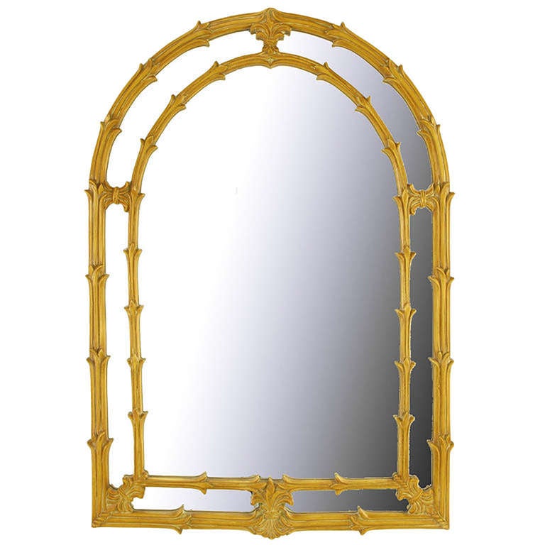 Arched Top Mirror of Umber Glazed Vines