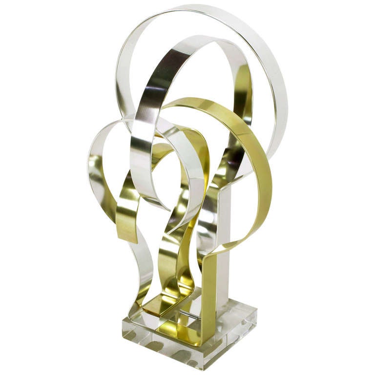 Dan Murphy (estadounidense s. XX) Escultura de oro y aluminio anodizado transparente en venta