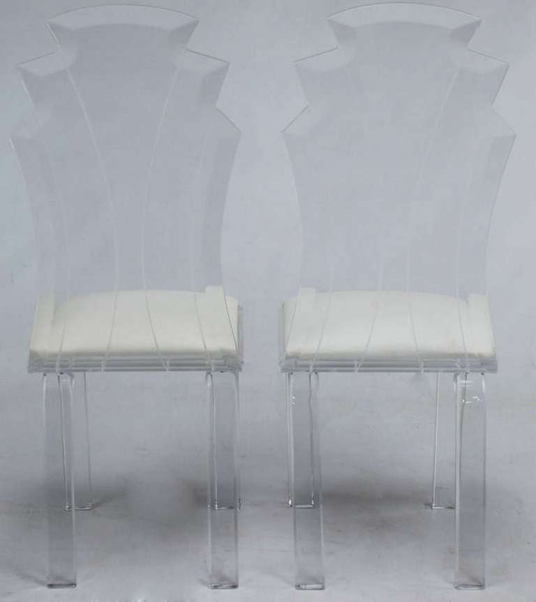 Six Deco Revival Lucite Dining Chairs For Sale 1