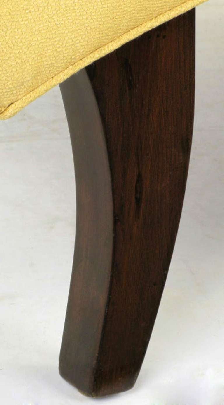 Wood Sinuous 1950s Chaise Longue in Saffron Silk Damask