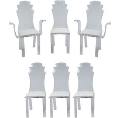 Six chaises de salle à manger en lucite de style néo-déco