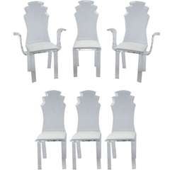 Six Deco Revival Lucite Dining Chairs