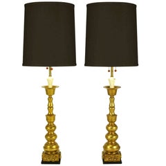 Paire de lampes de bureau Marbro en forme de balustre doré