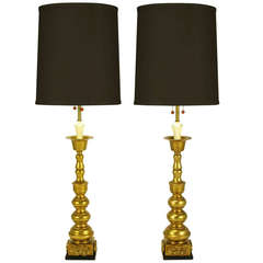 Pair of Marbro Gilt Baluster Form Table Lamps 1