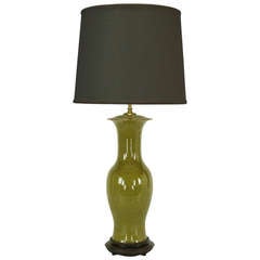 Warren Kessler Olive Green Crackle-Glaze Table Lamp