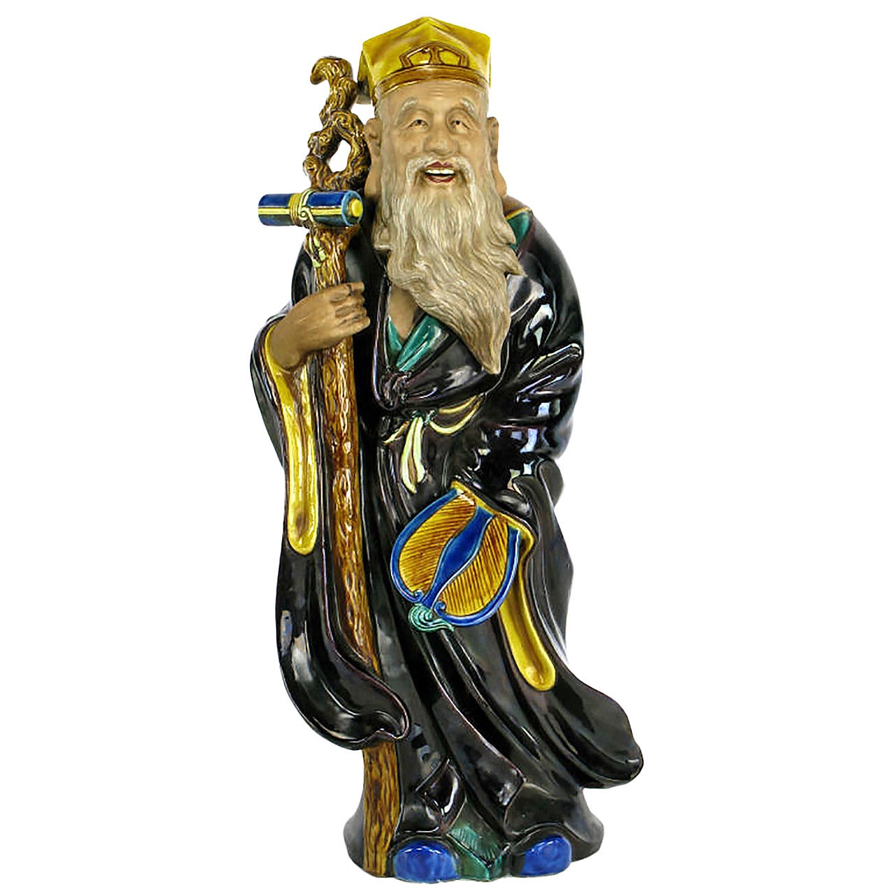 Large Early 20th Century Porcelain of Chinese Religious Figure, Zhongli Quan For Sale