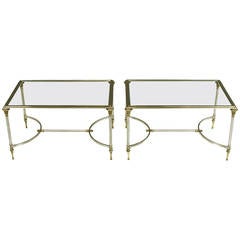 Pair Italian Brass and Brushed Nickel End Tables