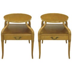 Pair of 1940s Mahogany Plateau Side Tables with Sinuous Legs