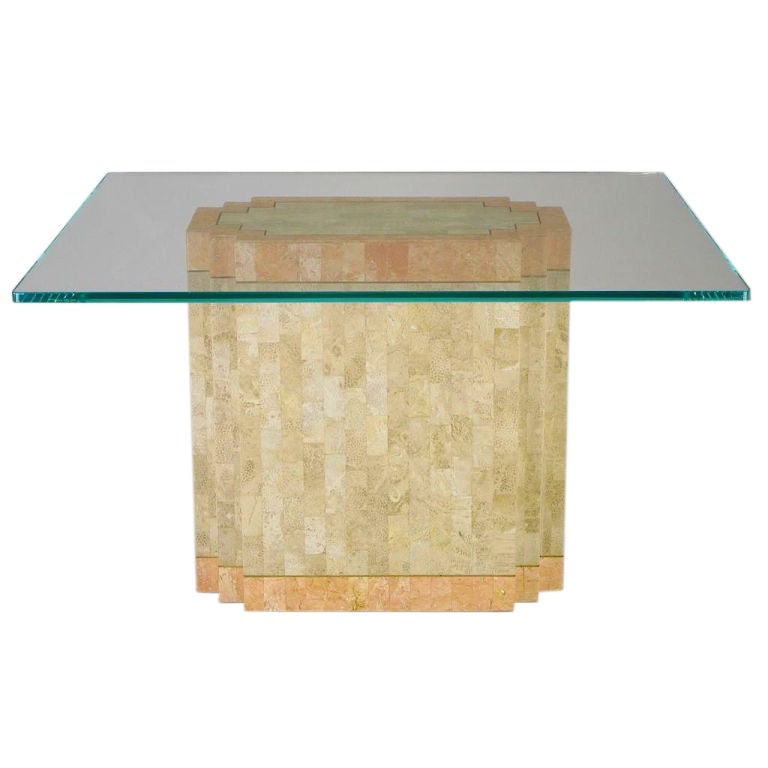 Marcius Coral & Fossil Stone Pedestal Dining Table