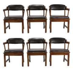 Vintage Six Sculptural Carved Oak Dining Chairs By Paoli