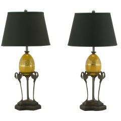Retro Pair Frederick Cooper Swan & Ostrich Egg FormTable Lamps