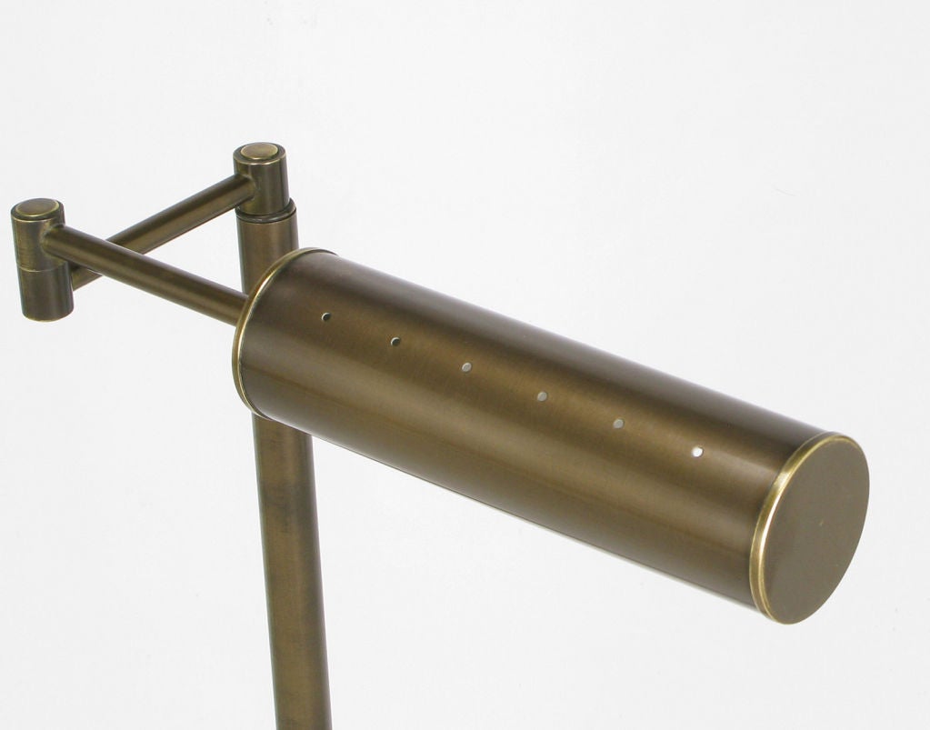 Mid-20th Century Bronze Swing-Arm Pharmacy Floor Lamp By Nessen