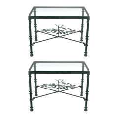 Pair Verdigris Lacquered Iron End Tables