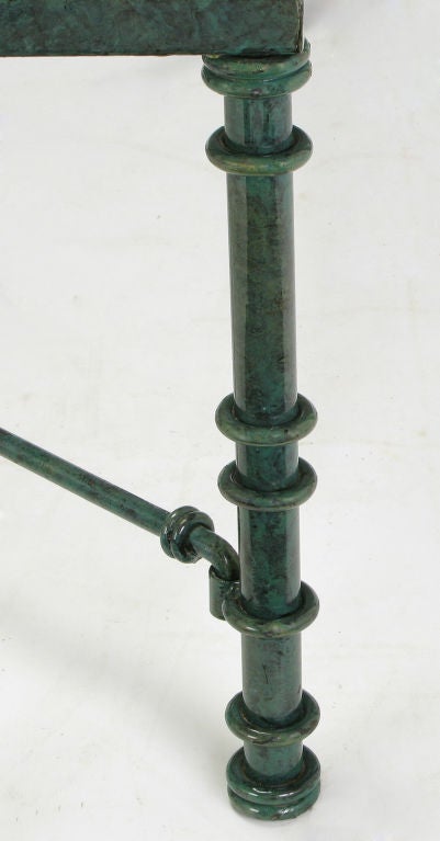 Late 20th Century Verdigris Lacquered Wrought Iron square Coffee Table