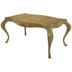 Leather Clad Writing Desk With Cabriole Legs & Hoof-Form Feet