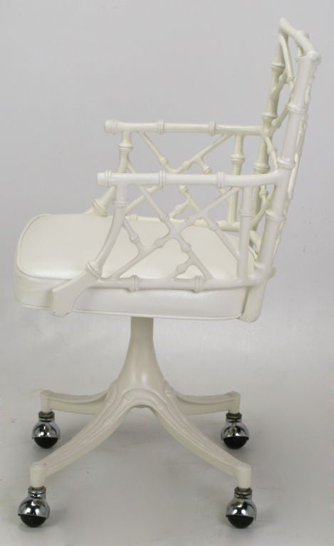 American White Lacquered  Cast Aluminum Chinese Chippendale Desk Chair