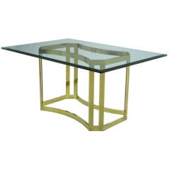 Brass Open Framework Canted Corner Dining Table.