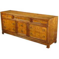 John Widdicomb Burled & Figured Walnut Nine Drawer Dresser