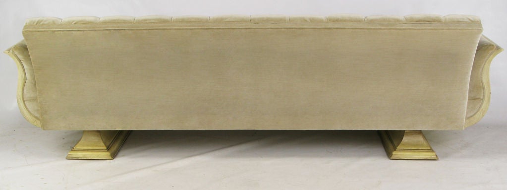 Mid-20th Century Gondola Sofa In Biscuit Tufted Tan Velvet