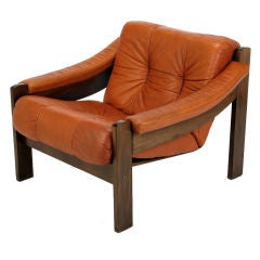 Vintage Stranda Industri Rosewood & Pumpkin Leather Club Chair