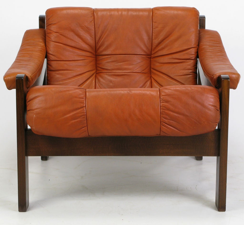 Mid-20th Century Stranda Industri Rosewood & Pumpkin Leather Club Chair