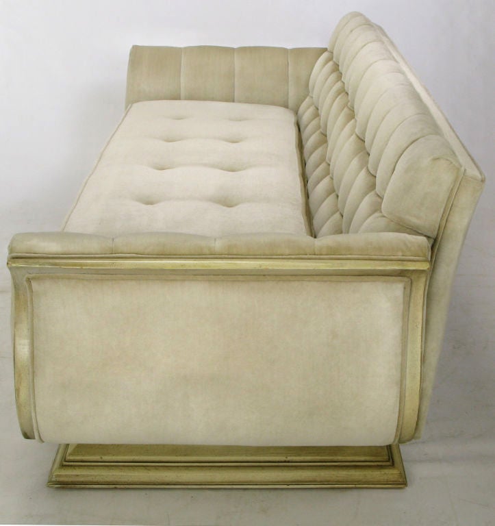 American Gondola Sofa In Biscuit Tufted Tan Velvet