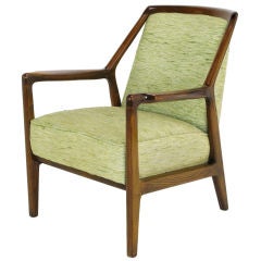 Ash Frame Club Chair In Celery Silk & Linen Upholstery