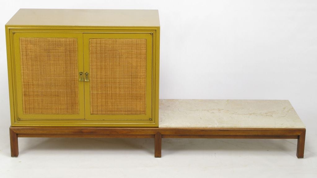 Mount Airy Saffron Lacquer Cane-Front Modular Cabinet