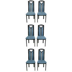 Wolf Bandelow Black Lacquer & Cadet Blue Italian Dining Chairs
