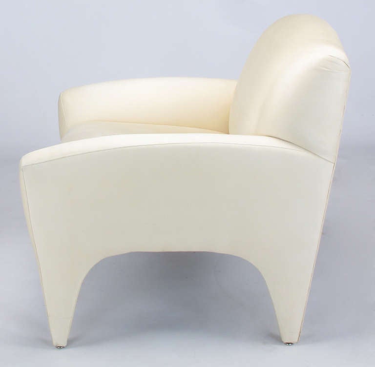 Pair of Lounge Chairs in Ivory Silk For Sale 2