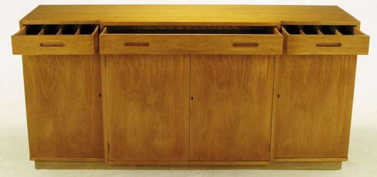 Edward Wormley Bleached Mahogany Breakfront Cabinet In Good Condition In Chicago, IL