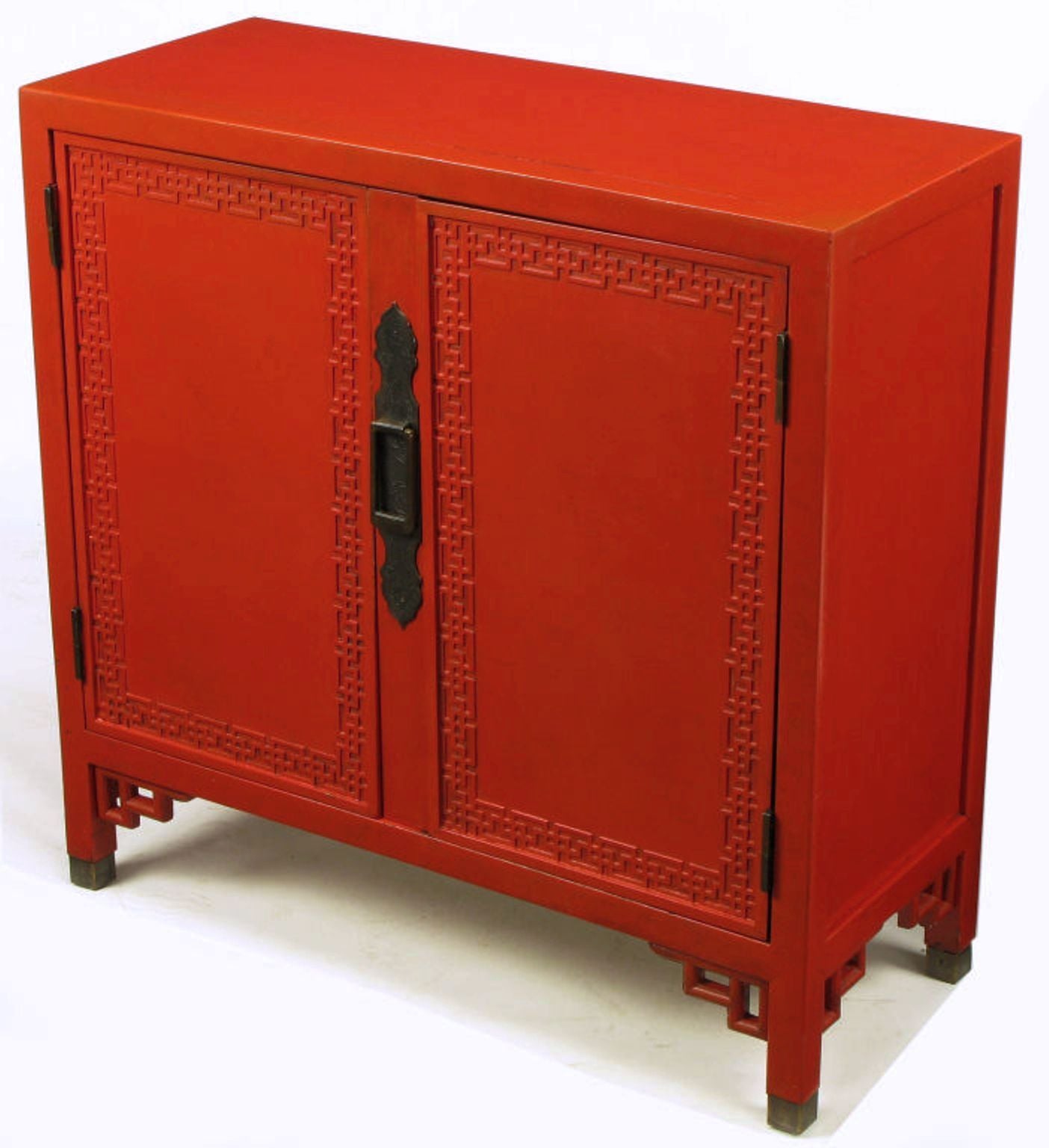 Chinoiserie Two-Door Cinnabar Lacquered Cabinet