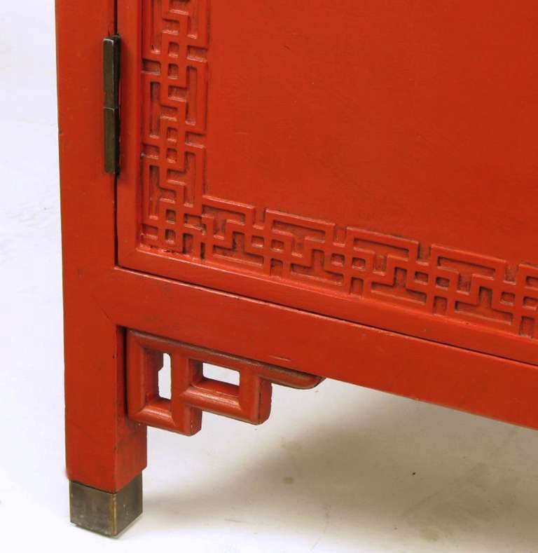 Chinoiserie Two-Door Cinnabar Lacquered Cabinet 1