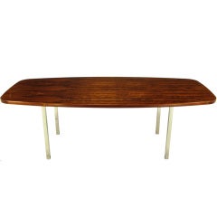 Dunbar Rosewood Dining Table With Polished Stainless Steel Base