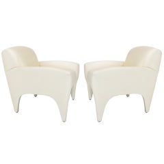 Pair of Lounge Chairs in Ivory Silk