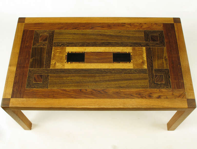 Exotic Wood Parquetry Studio Coffee Table at 1stdibs