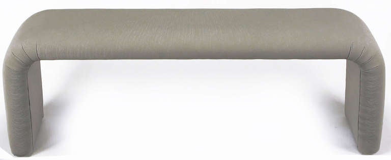 Grey Silk Blend Fully Upholstered Waterfall Bench
