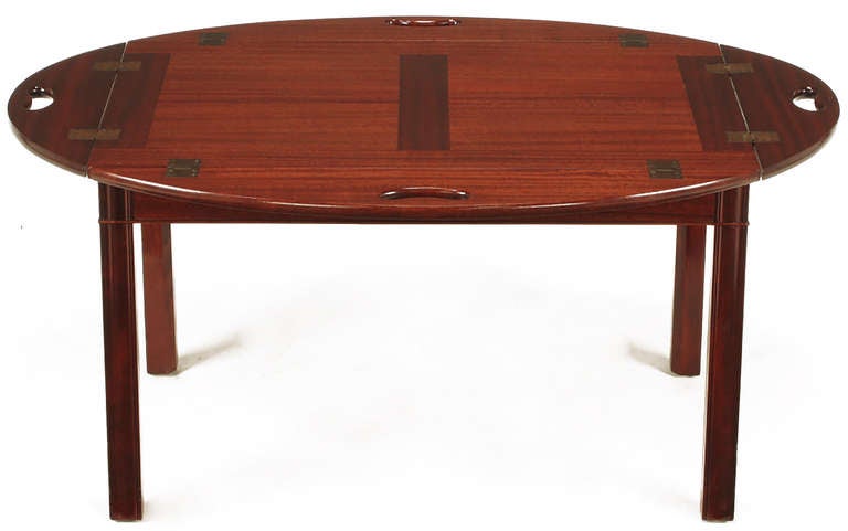 American Nathan Margolis Shop Ribbon Mahogany Butler's Tray Table