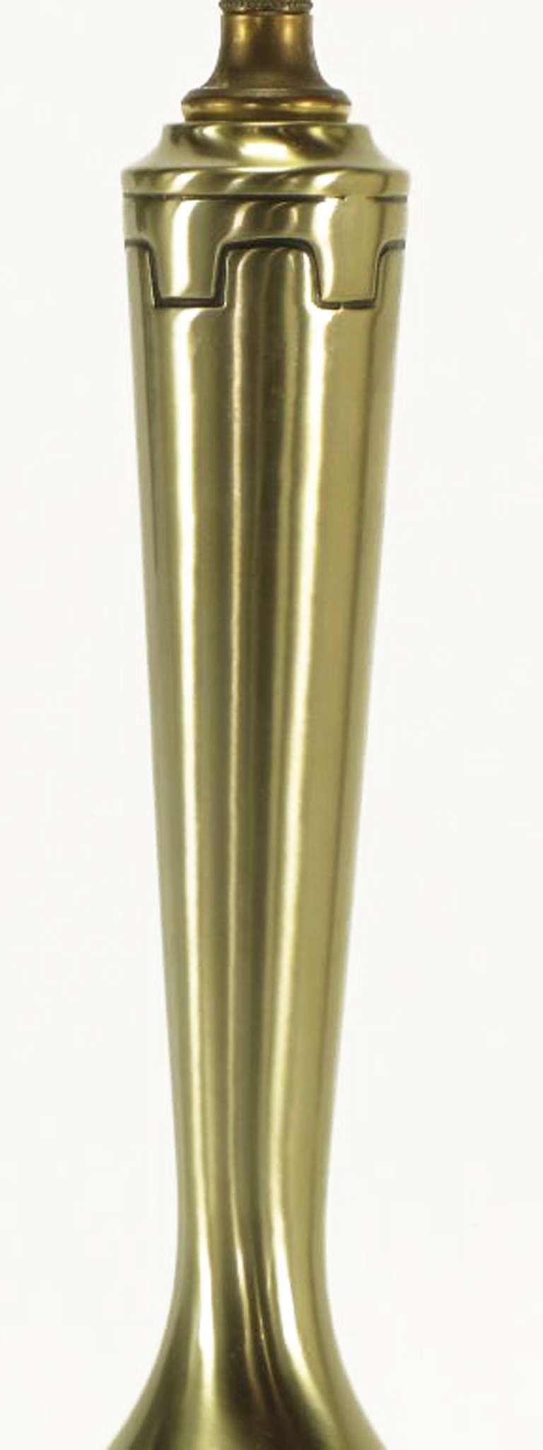 Brass Pair of Frederick Cooper Nickel & Ebonized Walnut Table Lamps