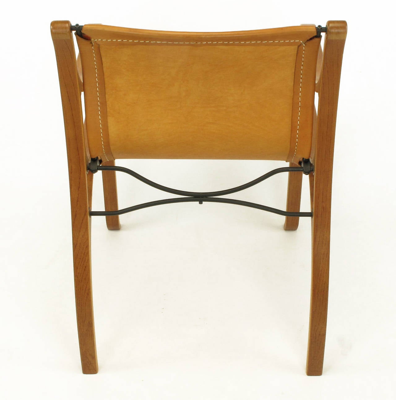 Four Faux Bentwood Resin and Umber Leather Arm Chairs In Excellent Condition In Chicago, IL