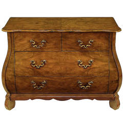 Baker "Collectors Edition" Figured Walnut Bombe Three-Drawer Commode 7