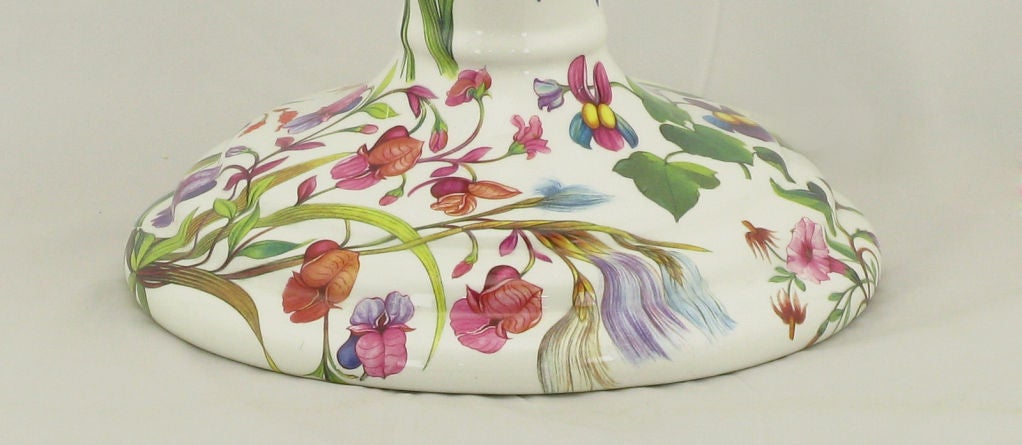Pair Italian Ceramic Floral Detailed Table Lamps 2