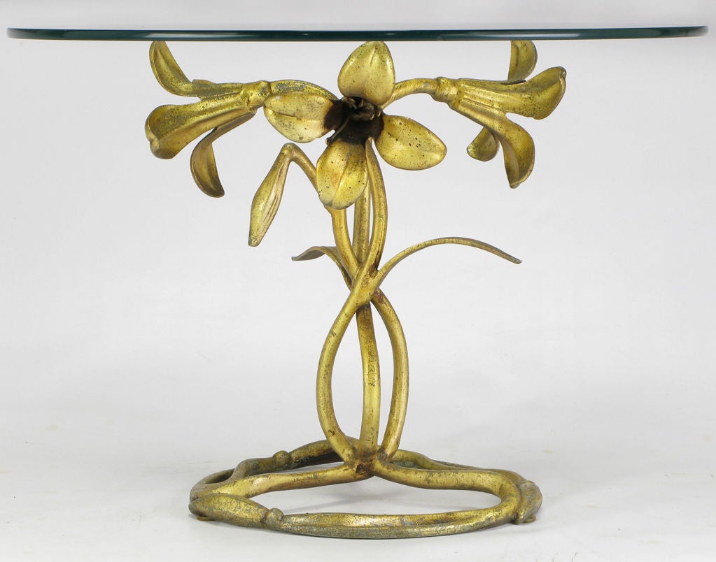 Mid-20th Century Gilt Lily Side Table