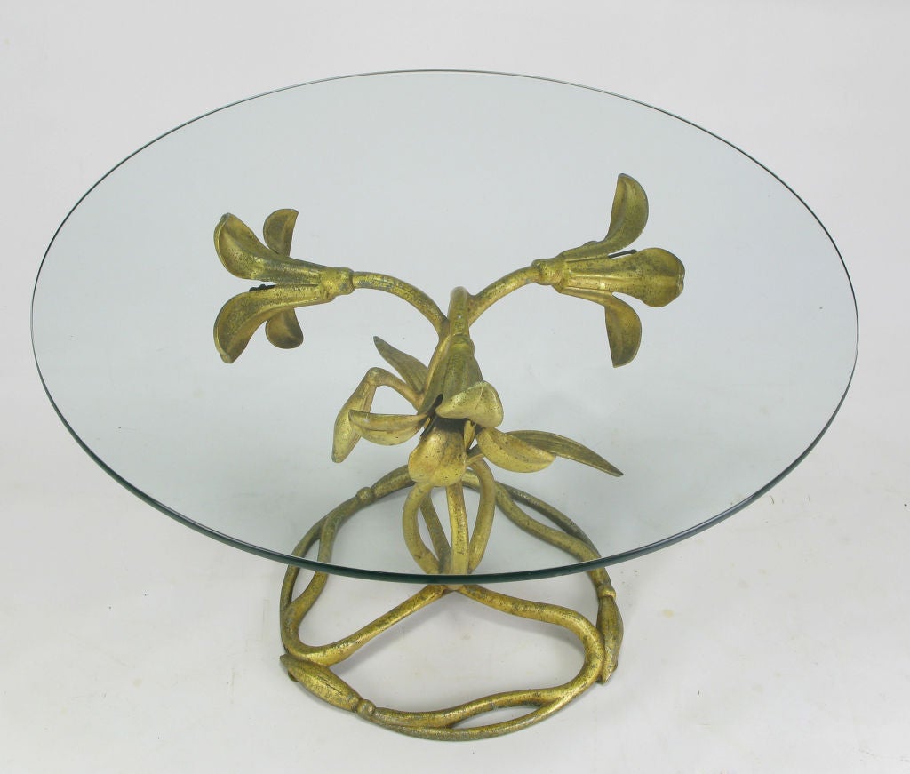 Aluminum Gilt Lily Side Table