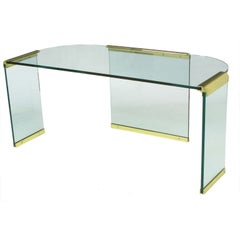 DIA  Postmodern Glass & Brass Writing Table