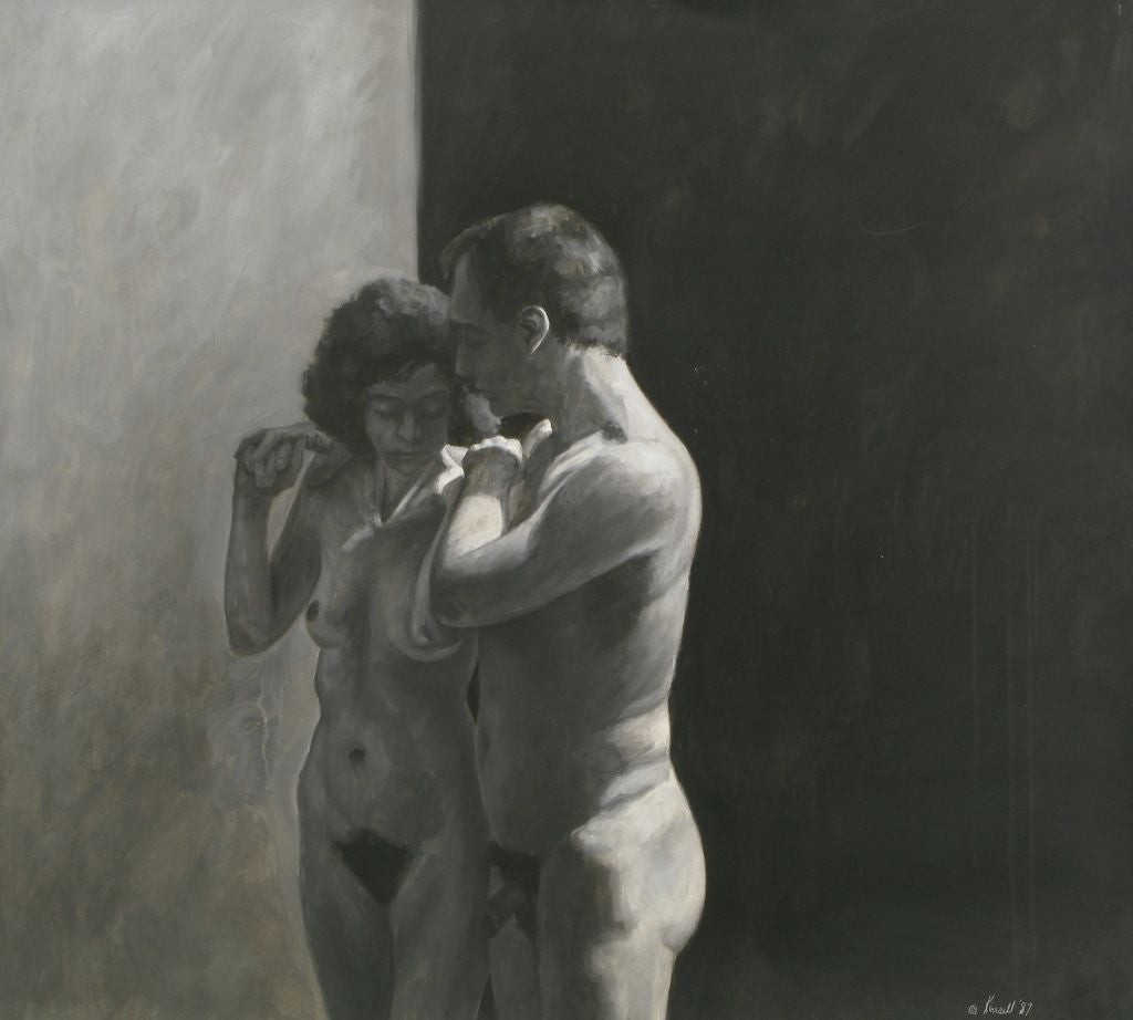 Robert Kinsell 56" x 42"  Charcoal & Gouache Of Nude Couple